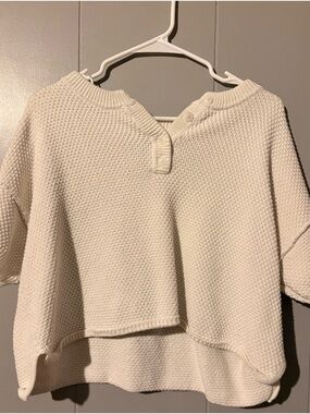 Sincerely Jules Cream Waffle Knit Buttoned Pullover